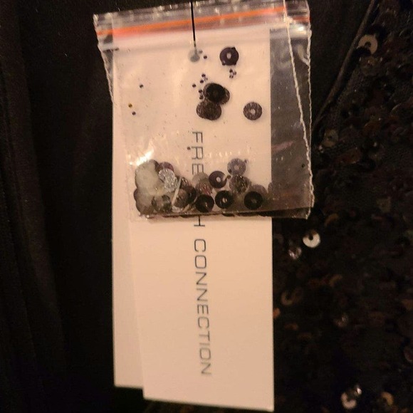 French Connection Black Sequin Long Sleeve Shirt Size 12 NWT (Style 71rbv) - Picture 5 of 7